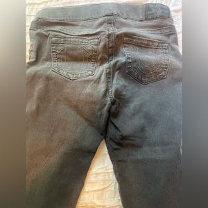 Black vintage look jeggings. Size large, stretch material.